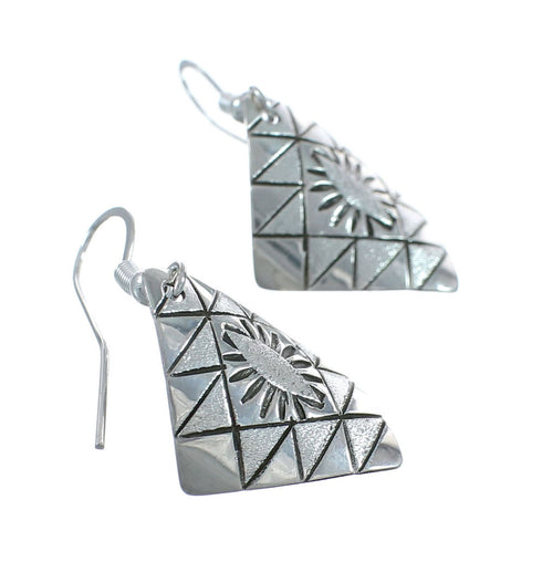 Native American Genuine Sterling Silver Hook Dangle Earrings AX129674